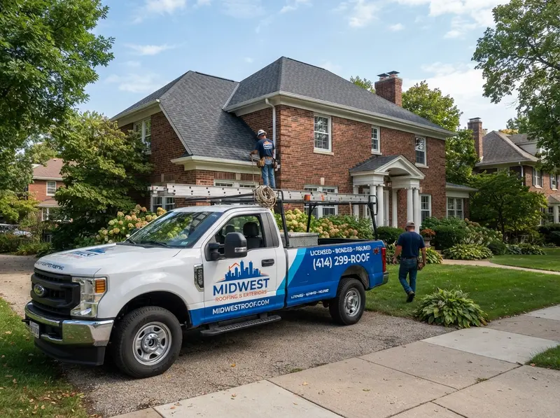 Professional Milwaukee roofing service truck